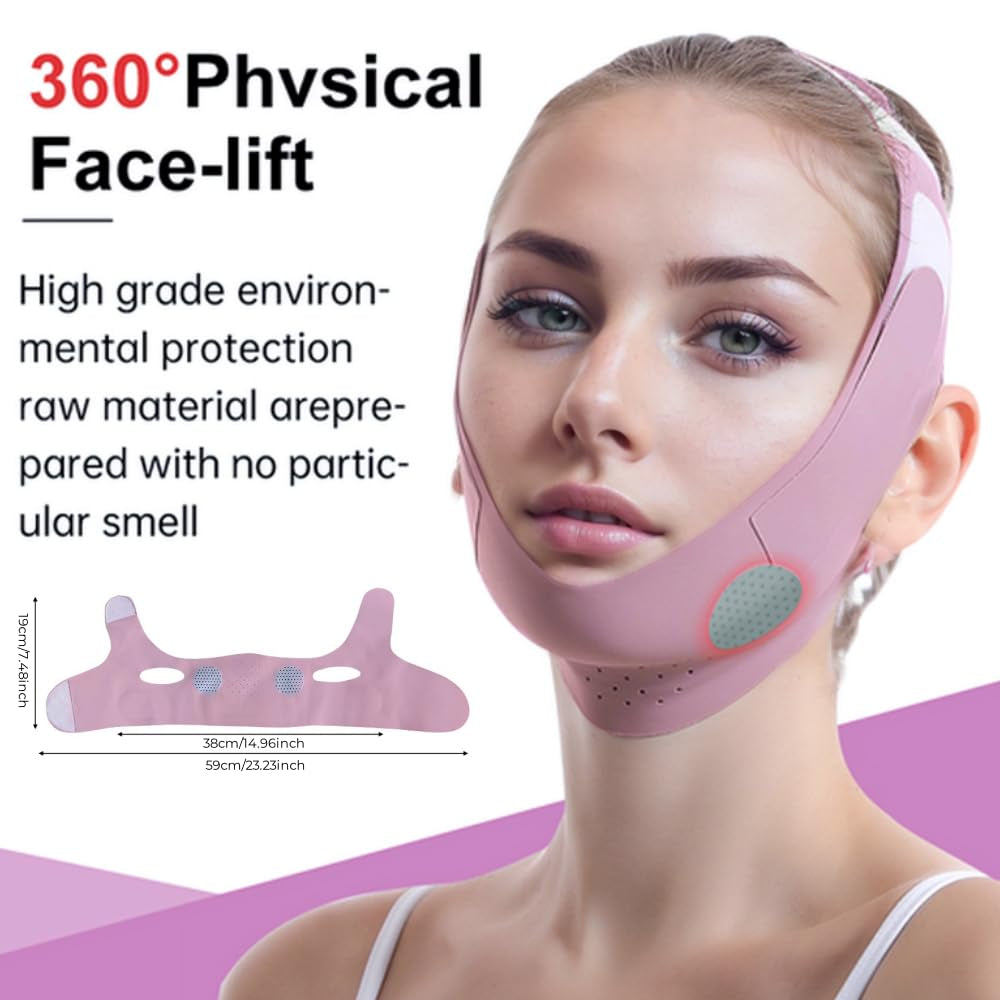 Graphene V-Line Mask Chin up Mask V Shaped Face Mask Chin Strap for Sleeping,Jawline Shaper,Lilac,Medium