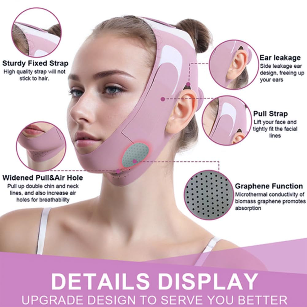 Graphene V-Line Mask Chin up Mask V Shaped Face Mask Chin Strap for Sleeping,Jawline Shaper,Lilac,Medium
