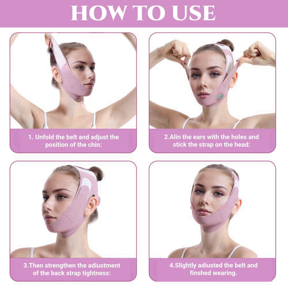 Graphene V-Line Mask Chin up Mask V Shaped Face Mask Chin Strap for Sleeping,Jawline Shaper,Lilac,Medium