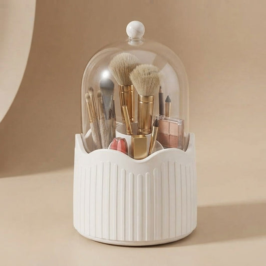 CleanCanvas 360° Rotating Makeup Organizer with Glass Cover